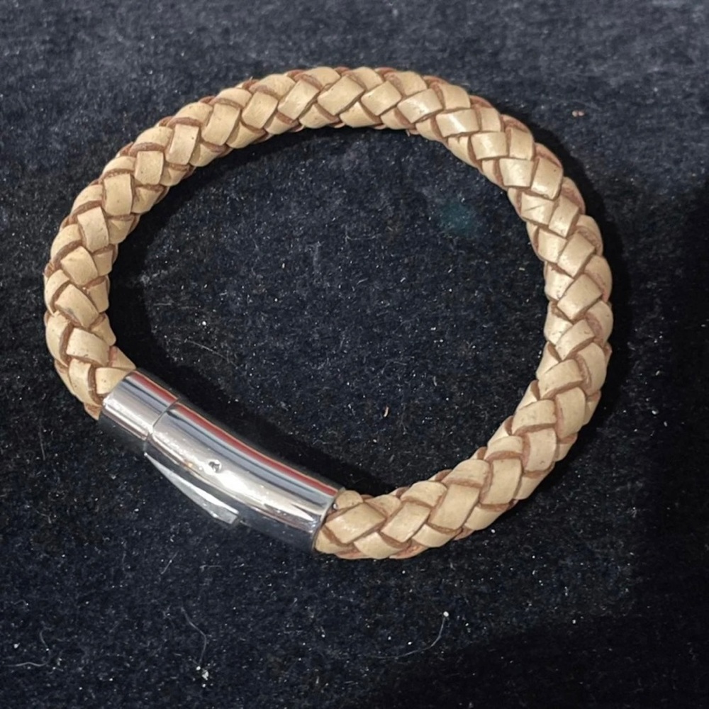 Genuine Leather Braided Bangle Bracelet